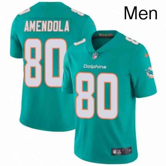 Mens Nike Miami Dolphins 80 Danny Amendola Aqua Green Team Color Vapor Untouchable Limited Player NFL Jersey
